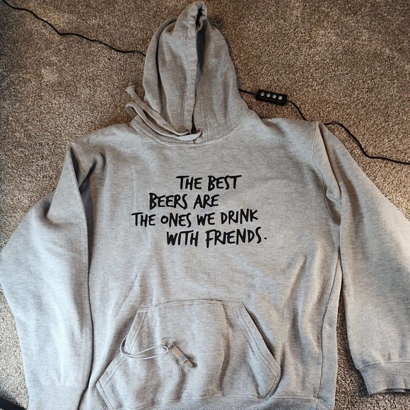 HUZU J‎ America Tailgate Hood Gray Hoodie Insulated Beverage Pouch Large - Picture 1 of 6